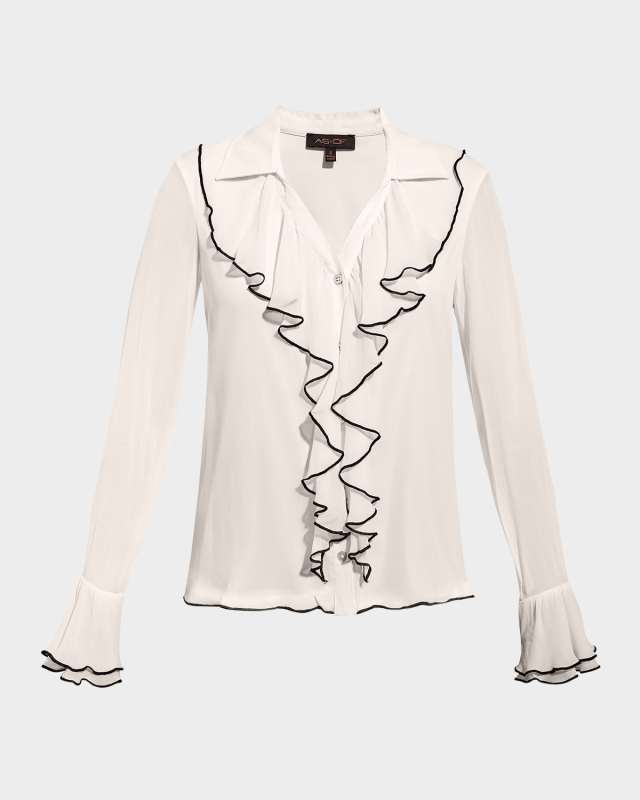 Nina Ruffle-Trim Blous